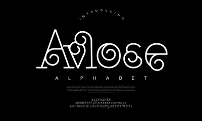 Aviose creative modern urban alphabet font. Digital abstract moslem, futuristic, fashion, sport, minimal technology typography. Simple numeric vector illustration