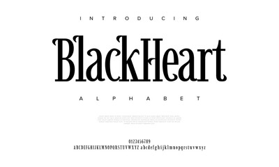 Blackheart creative modern urban alphabet font. Digital abstract moslem, futuristic, fashion, sport, minimal technology typography. Simple numeric vector illustration