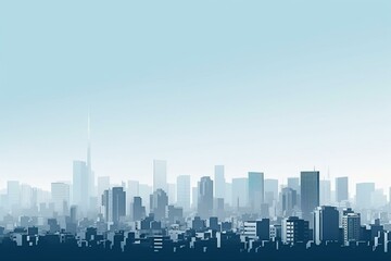 Tokyo cityscape, downtown buildings, minimalist skyline. Generative AI