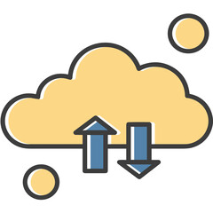 Cloud storage icon symbol vector image. Illustration of the database server hosting cloud system digital design image