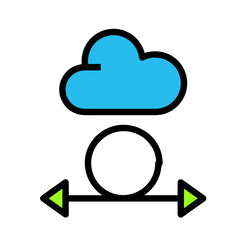 Cloud storage icon symbol vector image. Illustration of the database server hosting cloud system digital design image