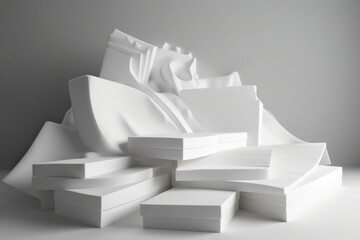 White styrofoam sheets - 3D render. Generative AI - obrazy, fototapety, plakaty