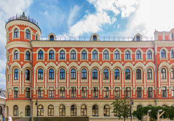 The building of the former tenement house of the Trinity-Sergius Lavra compound on Ilyinka Street...