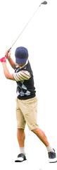 Digital png photo of biracial golf player during game on transparent background