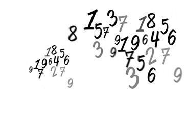 Digital png illustration of many various numbers on transparent background