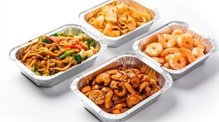 Chinese food on white background
