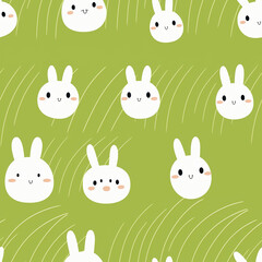 Lapin Labyrinth An enchanting seamless pattern, adorned with an array of gracefully arranged bunny heads, offers a mesmerizing visual feast. 