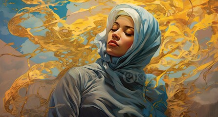 hijab Muslim woman Sleeping Beauty in the Sky