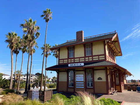Historic building of Benicia Southern Pacific Railroad Passenger Depot - Benicia, California, USA - October 15, 2023