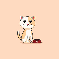cute cat cartoon eating illustration