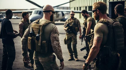 Foto op Plexiglas Behind the scenes of the SEAL team meeting before the operation. © EmmaStock