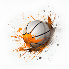 Artistic Style Basketball Painting Drawing White Background 