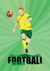 Soccer game poster. Football. Vector Colored 3d illustration