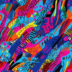 Graffiti grunge funky artistic repeat pattern