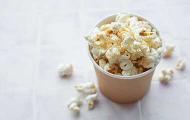 Popcorn bucket on white background