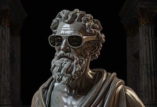 Ancient man statue with glasses
