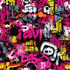 Graffiti grunge funky artistic repeat pattern