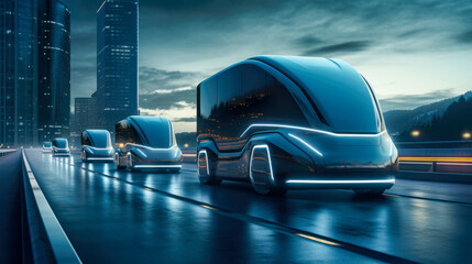 Blue bus on highway with motion blur. Transportation concept.