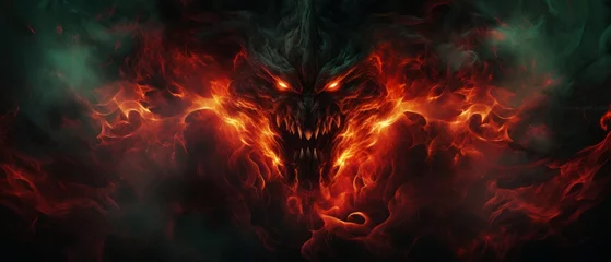 Fotobehang evil demon in hell © Aliaksei