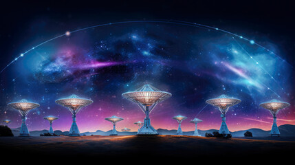 abstraction radio telescopes study the universe. science concept