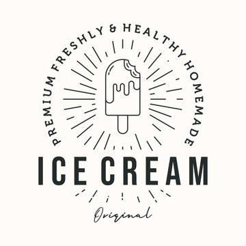 original ice cream line art logo vector minimalist illustration design, healthy ice cream symbol design