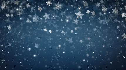 Fotobehang White Snow Flakes Falling. Light Blue Winter Background. Flake Illustration Pattern © Luc.Pro
