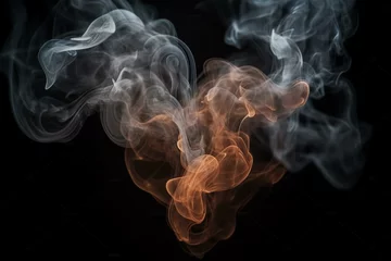Poster captivating smoke heart on dark backdrop - stock photo for abstract, enigmatic, and conceptual use. Generative AI © Andromeda