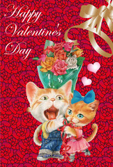 Fototapeta na wymiar 子猫の贈り物のバレンタインカード 