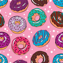 Seamless pattern with sweets, cherry. Cute fruit print. Outline graphic style fruits and berries seamless vector pattern
