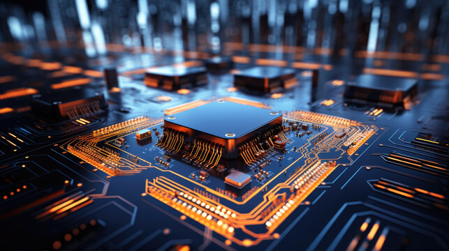 futuristic background image of a computer circuit board with CPU