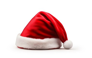Santa's folded red hat isolated on a white background. AI Generative