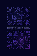 Data Mining Technology concept vector outline vertical colored banner