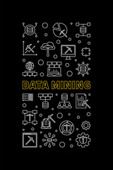 Data Mining Technology concept vector thin line vertical dark banner