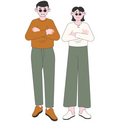 Stylish Couple Wearing Glasses Illustration