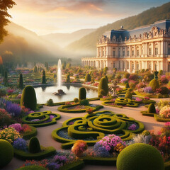 fountain in the park of palace