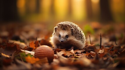 Beautiful hedgehog in natural habitat outdoors in the nature. Generative AI