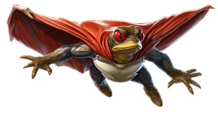 Deurstickers Flying frog like superhero © Anything Design