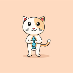 cute cat cartoon bring fish