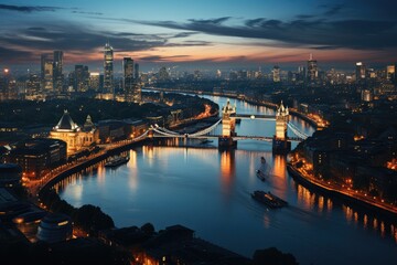 the city of london at sunset