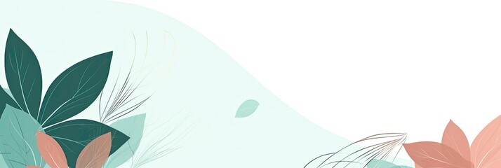 Minimalist abstract background with outline leaves.