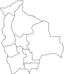 Obraz premium Map of Bolivia with detailed country map, line map.