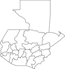 Obraz premium Map of Guatemala with detailed country map, line map.