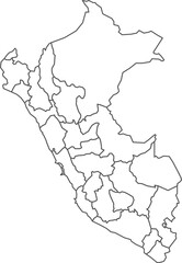 Map of Peru with detailed country map, line map.
