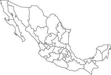 Fototapeta premium Map of Mexico with detailed country map, line map.