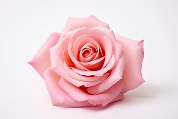 Pink rose isolated on white background.