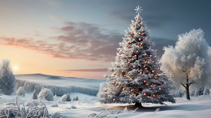 Christmas New Year festive beautiful winter snow-covered trees Christmas trees, background