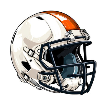 Cartoon Style American Football Helmet Sport Helmet White Background