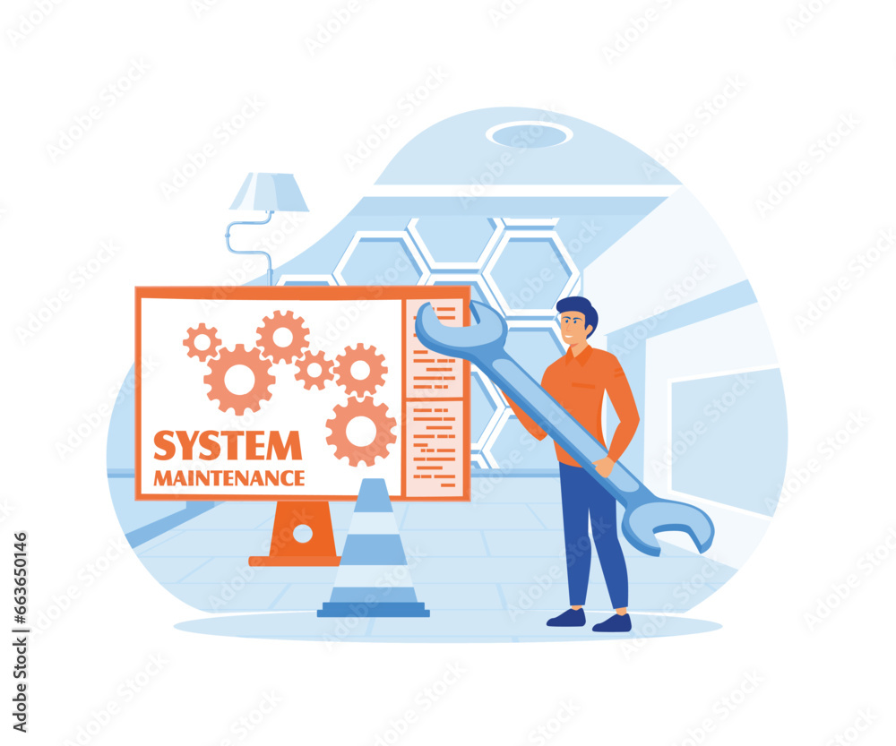 Poster system maintenance, update program and application, technology, engineer, error, fixing a trouble, d