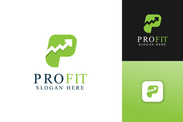 Business profit logo design. Letter P initial logo for business finance company logo - obrazy, fototapety, plakaty