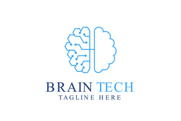 brain logo suitable for technology logo design. brain tech vector logo template. Artificial intelligence logo